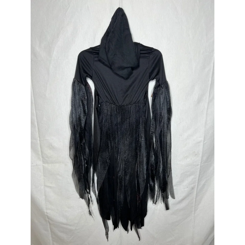Fun World Girls Gothic Vampire Hooded Gown Dress Black Red Halloween Costume 7/8